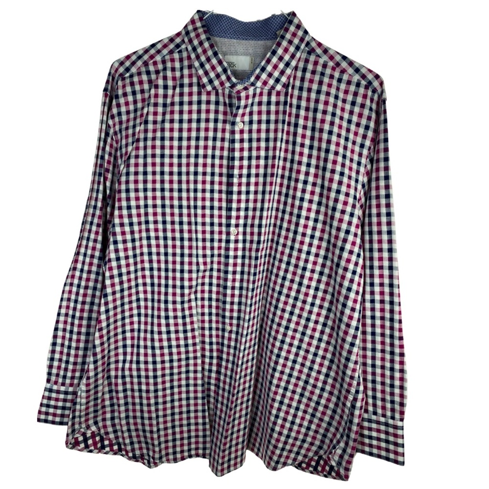 Nordstrom Rack Mens Long Sleeve Dress Shirt – XXL – Pink, Navy & White Checkered